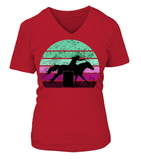 Horse Barrel Racing Vintage Sunset Cowgirl Gift Fo Women's V-Neck T-shirt