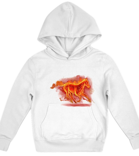 Vintage Graphic Fire Horse Running Kids Hoodie