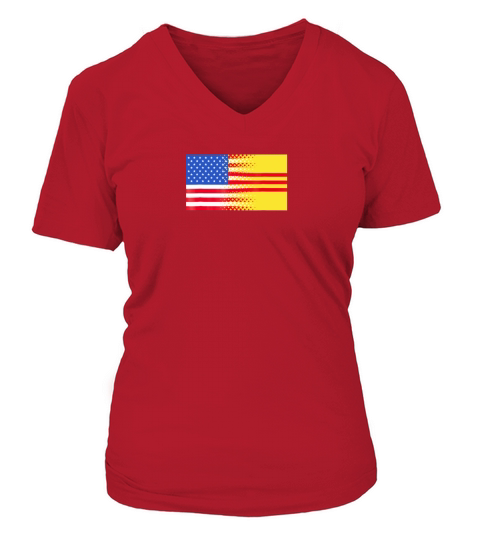 Vietnamese American South Vietnam Flag Shirt V-neck T-Shirt Woman