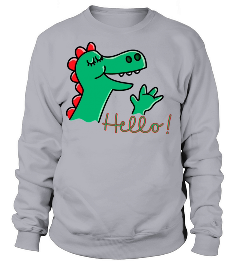 Cute little Dinosaur says Hello Women's Sweatshirt