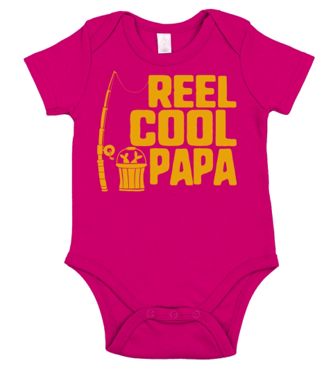 Fishing Reel Cool Papa Fathers Day Gift for Short Sleeve Baby One-Piece