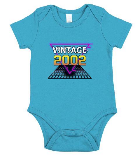 Vintage 2002 Retrowave Birthday Gift Short Sleeve Baby One-Piece