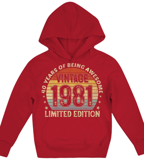 Vintage 1981 Limited Edition 40 Years Old 40th Kids Hoodie