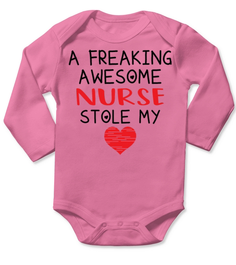 Nurse Valentines Funny Red Heart Long Sleeve Baby One-Piece
