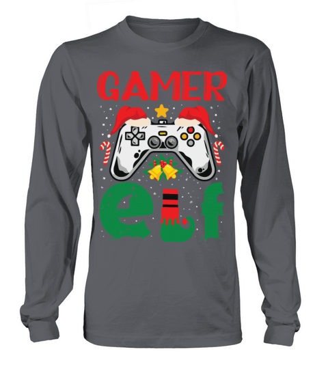 Gamer Elf Controller Kidsns Gaming Xmas Women's Long Sleeve