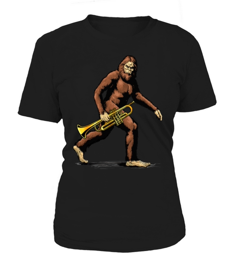 Bigfoot playing a trumpet Musical Lover Ape Funny T-Shirt Woman