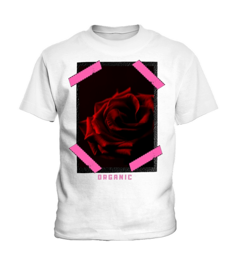 "Organic Rose" Leather Patch Effect Graphic Design Kids T-Shirt