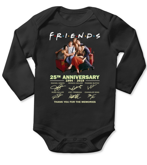 Friends TV Show 25th Anniversary 19942019 signatures Long Sleeve Baby One-Piece