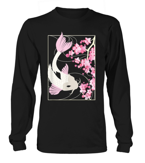 Vintage Cherry Blossom I Japanese Fish I Koi Carp Women's Long Sleeve
