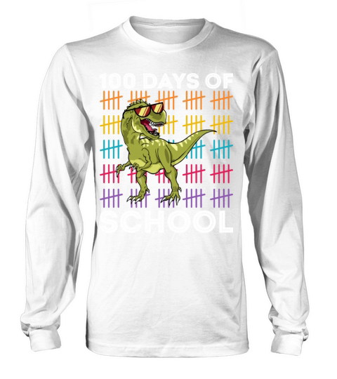 Happy 100 Days Of School Kids Boys Dinosaur T Rex Men's Long Sleeve