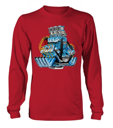 Hot Rod Race Car Dragster Engine Cartoon Men's Long Sleeve