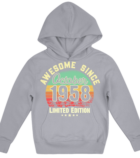 October 1958 63rd Year Old Birthday Gift Retro Kids Hoodie