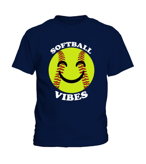 Softball Vibes Funny Smile Kids T-Shirt