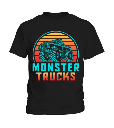 Retro Vintage Monster Trucks Kids T-Shirt