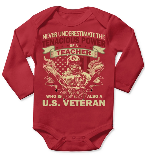 Tenacious Teacher US Veteran Long Sleeve Baby One-Piece