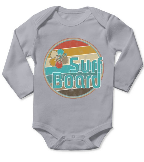 Surfboard Retro Vintage Hawaii Aloha Hibiscus Surf Long Sleeve Baby One-Piece