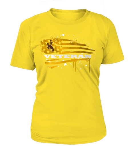 Wyoming Cowboys Veteran Distressed Veteran Flag Women's T-Shirt
