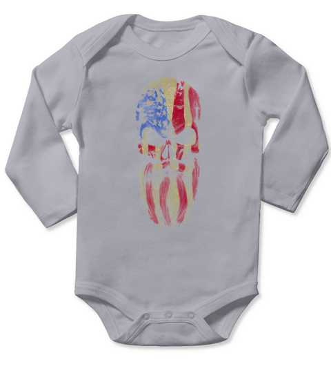 American Beard Skull T Shirt Long Sleeve Baby One-Piece