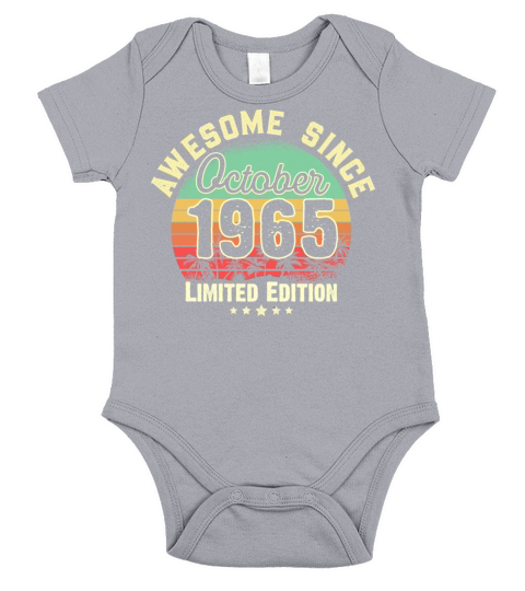 October 1965 56th Year Old Birthday Gift Retro Short Sleeve Baby One-Piece
