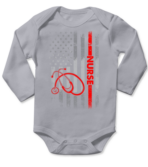 American Flag Nurse Patriotic 4th of July T Shirt Long Sleeve Baby One-Piece