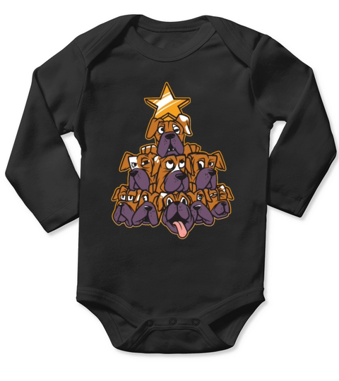 German Boxer Christmas Tree Long Sleeve Baby One-Piece