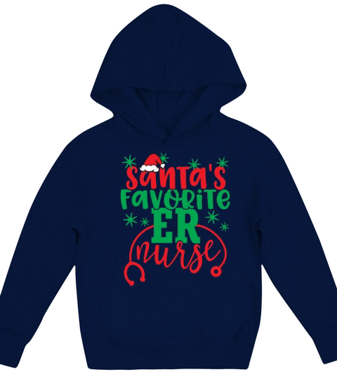 SantaS Favorite Er Nurse Cute Christmas Emergency Kids Hoodie