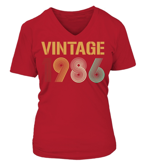 Beautiful Vintage 1986 Birthday Design Women's V-Neck T-shirt