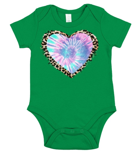 Tie Dye Leopard Heart Short Sleeve Baby One-Piece
