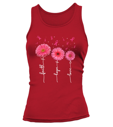 Faith Hope Love Pink Daisy Flower Breast Cancer Women's Tank Top