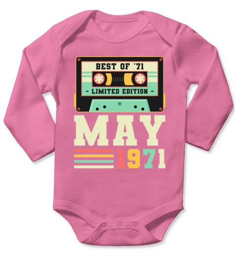 50th Birthday May Gift Vintage 1971 50 Years Long Sleeve Baby One-Piece