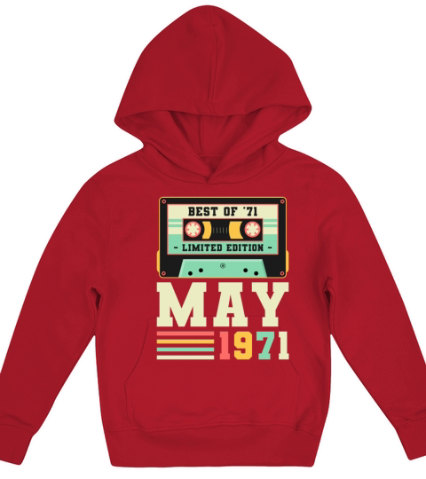 50th Birthday May Gift Vintage 1971 50 Years Kids Hoodie