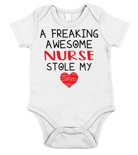 Nurse Valentines Funny Red Heart Short Sleeve Baby One-Piece