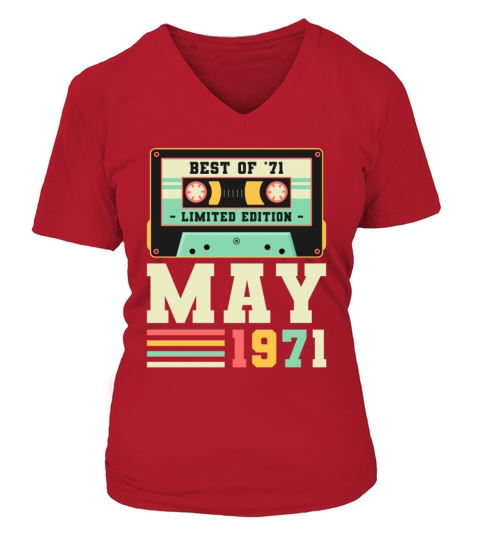 50th Birthday May Gift Vintage 1971 50 Years Women's V-Neck T-shirt
