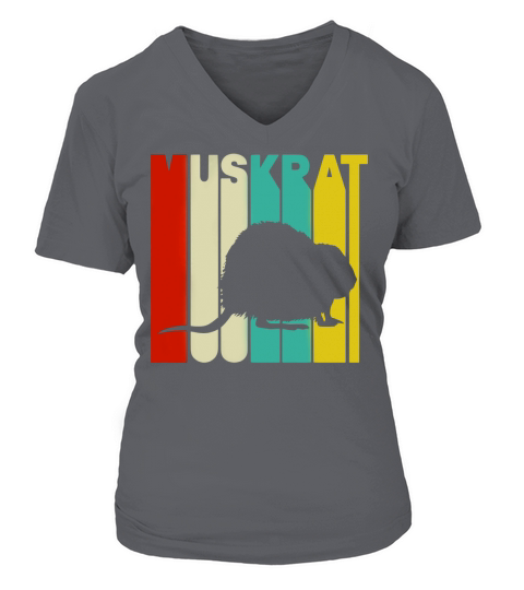 Vintage Style Muskrat Silhouette T-Shirt V-neck T-Shirt Woman