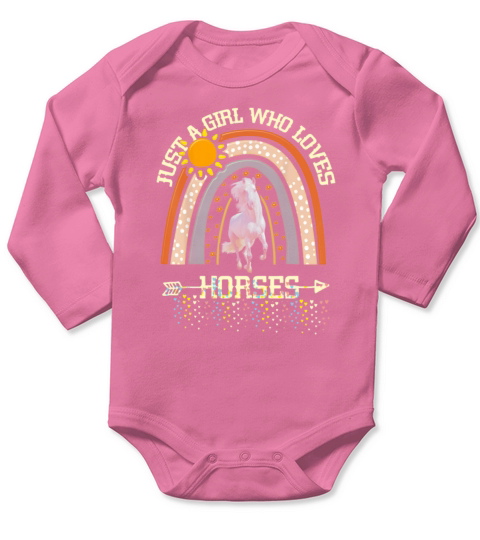 Just A Girl Loves Horses Rainbow Boho Horse Lover Long Sleeve Baby One-Piece