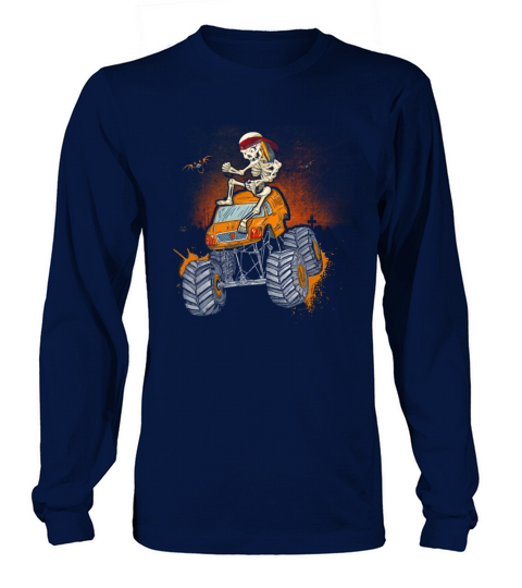 Halloween Skeleton Riding Pumpkin Truck Boys Women's Long Sleeve