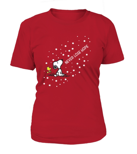 Snoopy und Woodstock verlieren nie die Hoffnung T-Shirt Woman
