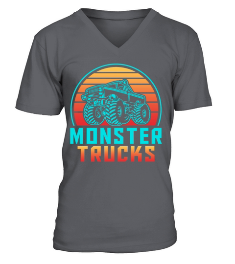 Retro Vintage Monster Trucks Men's V-Neck T-shirt
