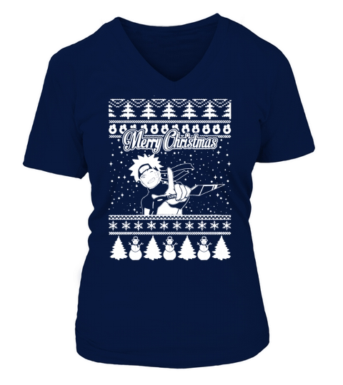 Naruto Ugly Christmas Sweater T-Shirt V-neck T-Shirt Woman
