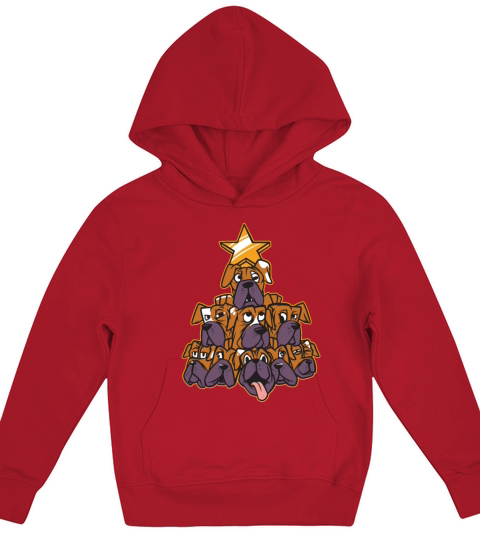 German Boxer Christmas Tree Kids Hoodie