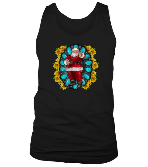 Turquoise sunflower santa Men's Tank Top