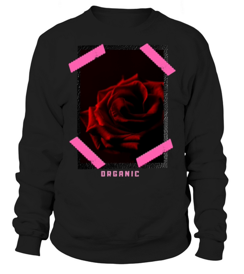 "Organic Rose" Leather Patch Effect Graphic Design Sweatshirt Unisex