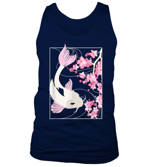 Vintage Cherry Blossom I Japanese Fish I Koi Carp Men's Tank Top