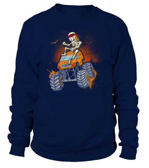 Halloween Skeleton Riding Pumpkin Truck Boys Women's Sweatshirt