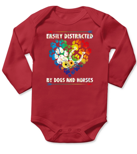 Horse Gifts For Women Easily Distracted By Dogs An Long Sleeve Baby One-Piece