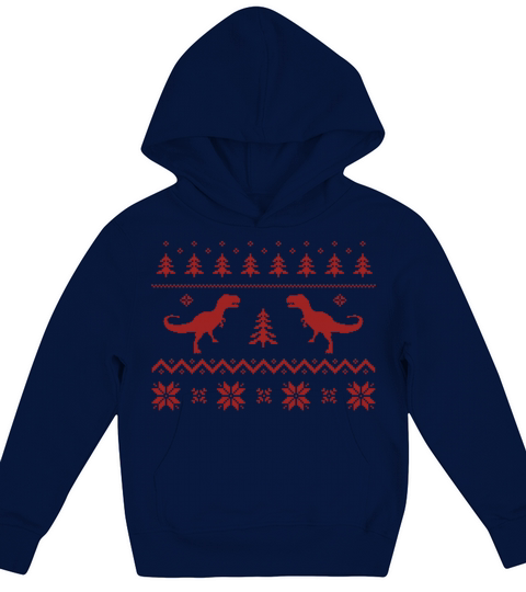 Ugly T-Rex Dinosaur Christmas Sweater Kids Hoodie