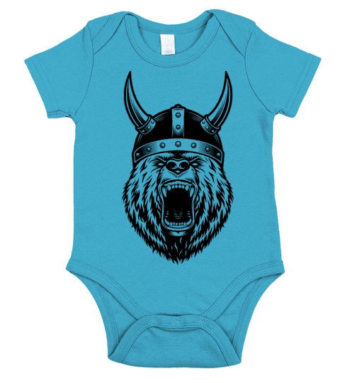 Viking bear grizzly bear scandinavia nordic Short Sleeve Baby One-Piece