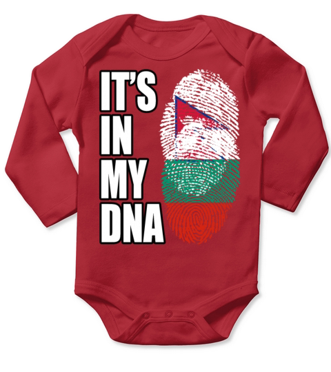 Bulgarian And Nepalese Mix DNA Flag Heritage Long Sleeve Baby One-Piece