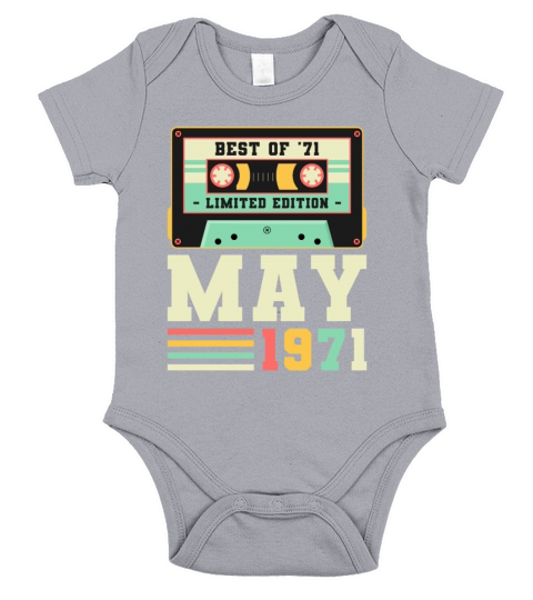 50th Birthday May Gift Vintage 1971 50 Years Short Sleeve Baby One-Piece