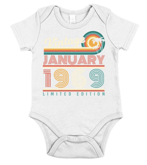 1969 Limited In January Vintage Short Sleeve Baby One-Piece